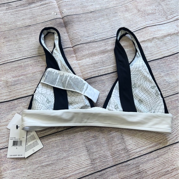 Volcom Black & White Color Block Bikini Swim Top - Picture 5 of 6